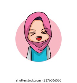 Cute Female Muslim Character. Vector Illustration