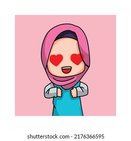 Cute Female Muslim Character. Vector Illustration