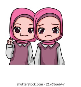 Cute Female Muslim Character. Vector Illustration