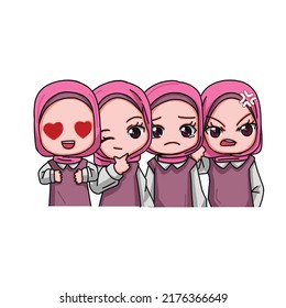 Cute Female Muslim Character. Vector Illustration