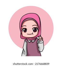 Cute Female Muslim Character. Vector Illustration