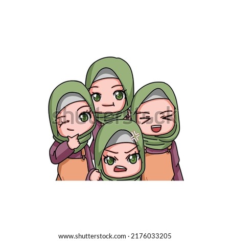 Cute Female Muslim Character. Vector Illustration