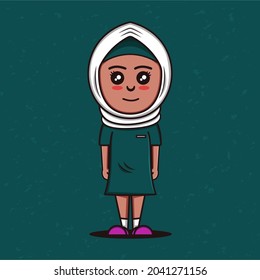 Cute female nurse character vector illustration. Medical Mascot.