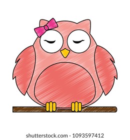 cute female owl bird adorable character