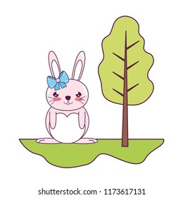 cute female rabbit animal in the landscape