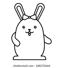 cute female rabbit with bow kawaii character