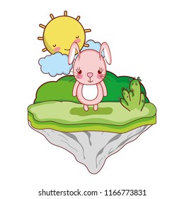 cute female rabbit in the float island