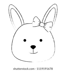 cute female rabbit head character icon