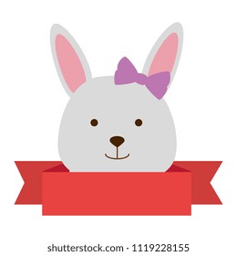 cute female rabbit head character icon