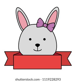 cute female rabbit head character icon