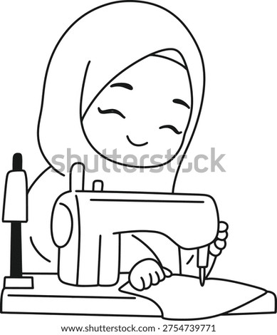 Cute Female Tailor Sewing Character