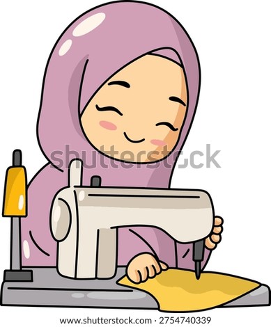 Cute Female Tailor Sewing Machine