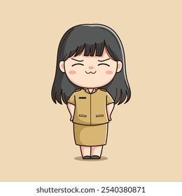 cute female teacher character with smile face
