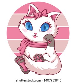 cute feminine cat vector illustration