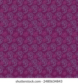 Cute feminine dark seamless watercolor pattern with wildflowers, hand drawn