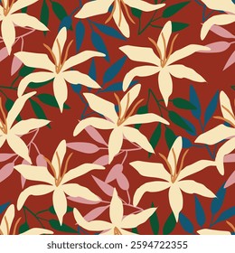 Cute feminine light delicate seamless watercolor pattern with wildflowers, hand drawn