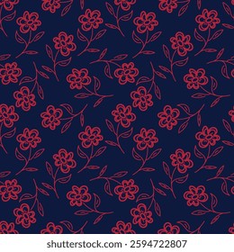 Cute feminine light delicate seamless watercolor pattern with wildflowers, hand drawn