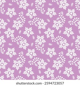 Cute feminine light delicate seamless watercolor pattern with wildflowers, hand drawn