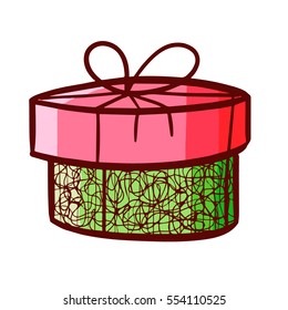 Cute and feminine rounded present box for surprise - vector.