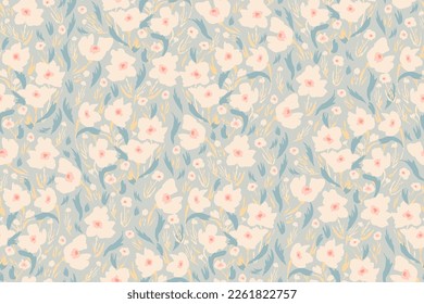 Cute feminine  seamless pattern with wildflowers.