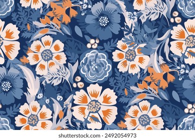 Cute feminine  seamless pattern with wildflowers. 