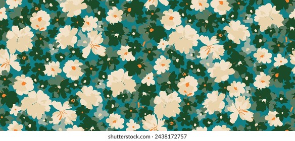 Cute feminine seamless watercolor pattern with little tiny wildflowers.