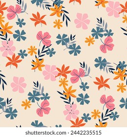 Cute feminine seamless watercolor pattern with little tiny wildflowers.