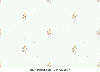 Cute feminine seamless watercolor pattern with little tiny wildflowers, hand drawn, not AI