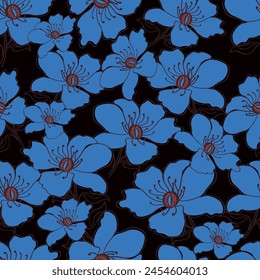 Cute feminine seamless watercolor pattern with little tiny wildflowers, hand drawn, not AI