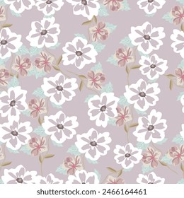 Cute feminine seamless watercolor pattern with little tiny wildflowers, hand drawn