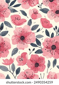 Cute feminine seamless watercolor pattern with little tiny wildflowers, hand drawn