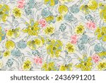 Cute feminine watercolor seamless pattern with wildflowers.hand drawn, not AI

