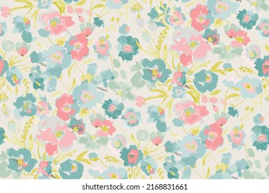 Cute feminine watercolor seamless pattern with wildflowers.