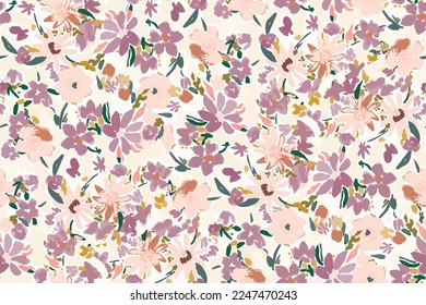 Cute feminine watercolor seamless pattern with wildflowers.