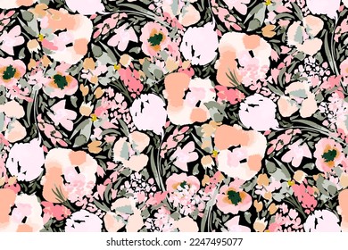 Cute feminine watercolor seamless pattern with wildflowers.