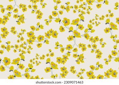 Cute feminine watercolor seamless pattern with wildflowers.