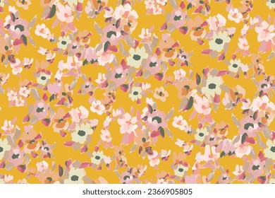 Cute feminine watercolor seamless pattern with wildflowers. hand drawn, not AI