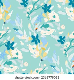 Cute feminine watercolor seamless pattern with wildflowers. hand drawn, not AI