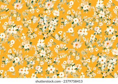 Cute feminine watercolor seamless pattern with wildflowers.hand drawn, not AI