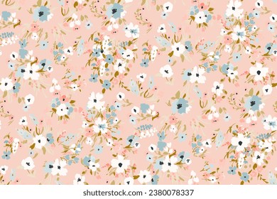 Cute feminine watercolor seamless pattern with wildflowers.hand drawn, not AI