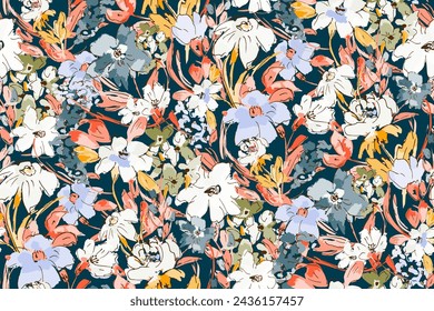 Lindo patrón femenino sin fisuras de la acuarela con wildflowers.hand dibujado, no AI