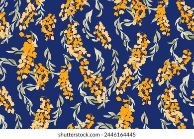Cute feminine watercolor seamless pattern with wildflowers.hand drawn, not AI