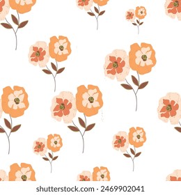 Cute feminine watercolor seamless pattern with wildflowers.