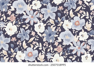 
Cute feminine watercolor seamless pattern with wildflowers.hand drawn, not AI