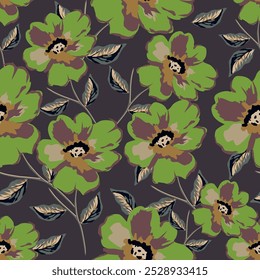 Cute feminine watercolor seamless pattern with wildflowers.hand drawn