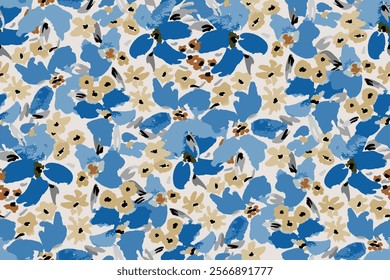 Cute feminine watercolor seamless pattern with wildflowers.hand drawn, not AI