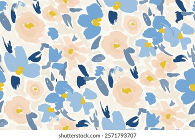 Cute feminine watercolor seamless pattern with wildflowers.hand drawn, not AI