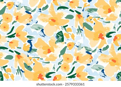 Cute feminine watercolor seamless pattern with wildflowers.hand drawn, not AI
