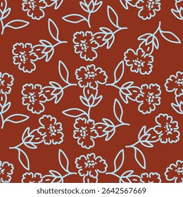 Cute feminine watercolor seamless pattern with wildflowers.hand drawn,