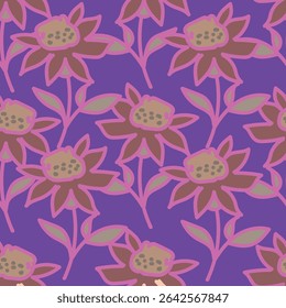 Cute feminine watercolor seamless pattern with wildflowers.hand drawn,